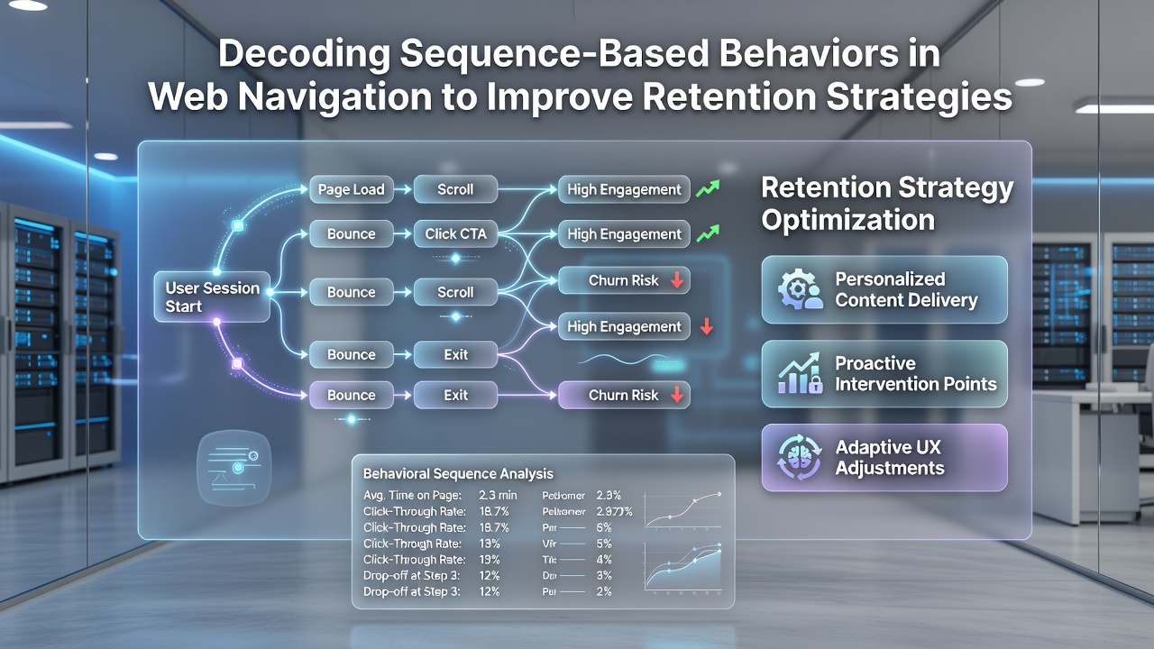 Diagram illustrating sequence mining workflow from raw logs to retention prediction models
